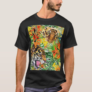 Camiseta Padrão da selva de cor da água do Tigre Tropical