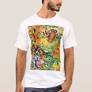 Camiseta Padrão da selva de cor da água do Tigre Tropical