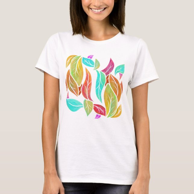 Camiseta Padrão das folhas de outono (Frente)