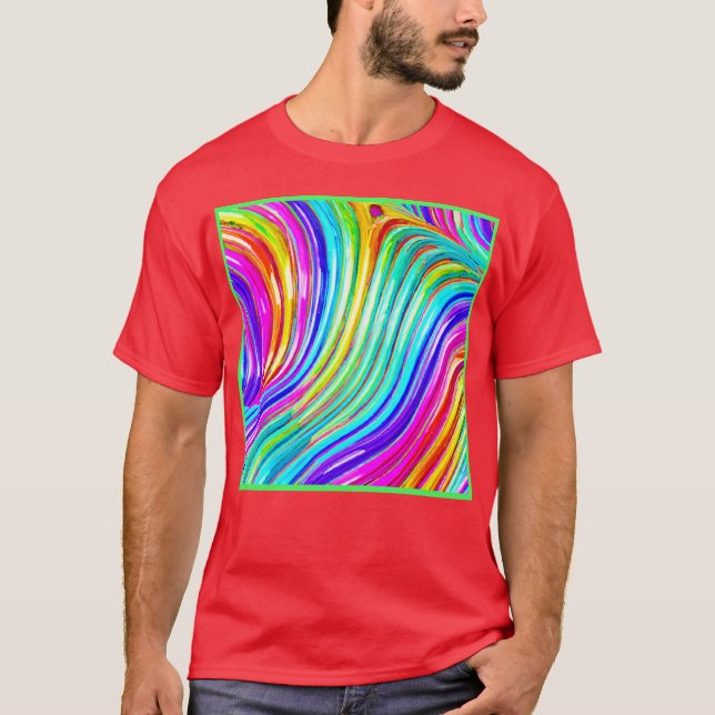 Camiseta Padrão de Abstração de Arco-Íris 3D (Frente)