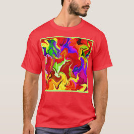 Camiseta Padrão de Abstrações Vivas Coloridas