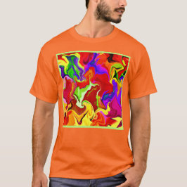 Camiseta Padrão de Abstrações Vivas Coloridas