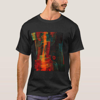 Camiseta Padrão de Abstrato de Arte Moderno Vermelho Azul-L
