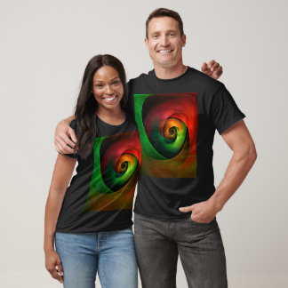 Camiseta Padrão de Abstrato de Arte Vermelha Verde Floral M
