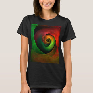 Camiseta Padrão de Abstrato de Arte Vermelha Verde Floral M