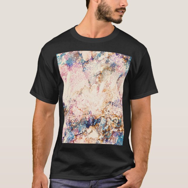 Camiseta Padrão de Abstrato de Fluido Marble (Frente)