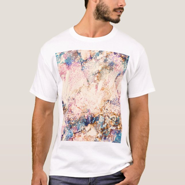 Camiseta Padrão de Abstrato de Fluido Marble (Frente)
