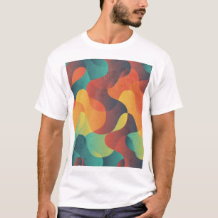 Camiseta Padrão de abstrato de onda colorida