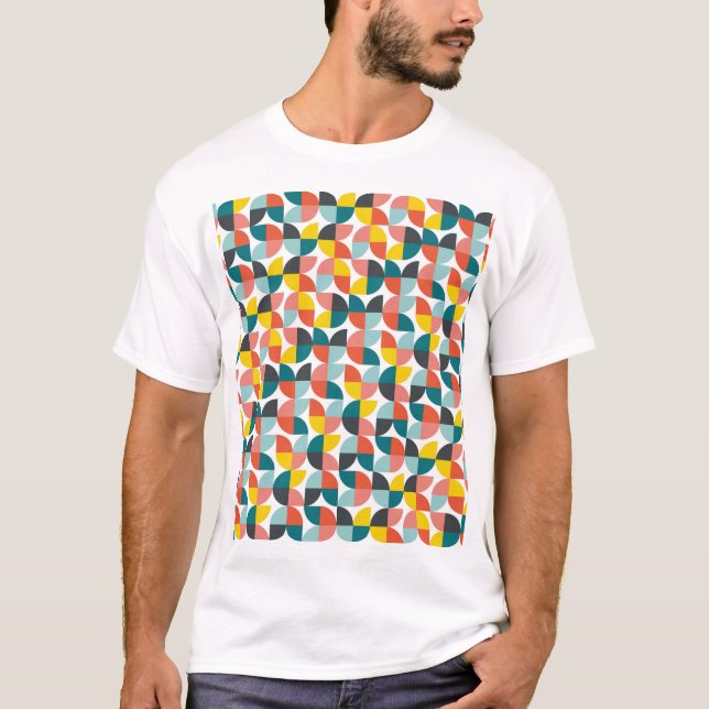 Camiseta Padrão de Abstrato Geométrico Colorida (Frente)