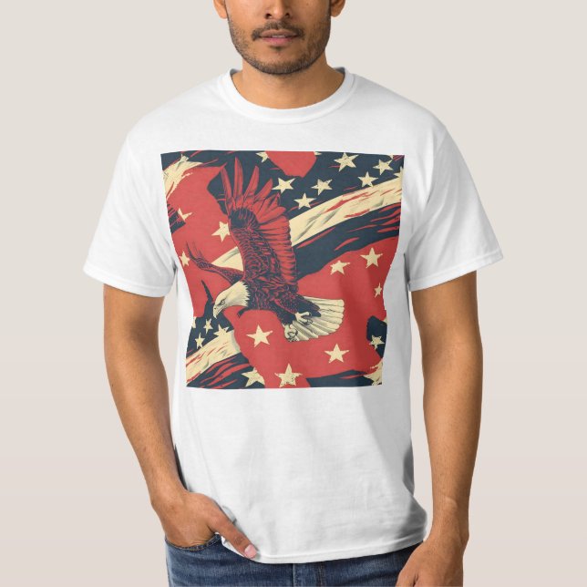 Camiseta Padrão De Águia Vermelha Com Til (Frente)