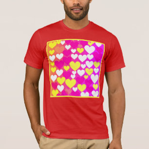 Camiseta Padrão de Amor Coração Colorida