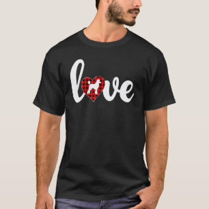 Camiseta Padrão de Amor de Plaid de Búfalo Engraçado Poodle