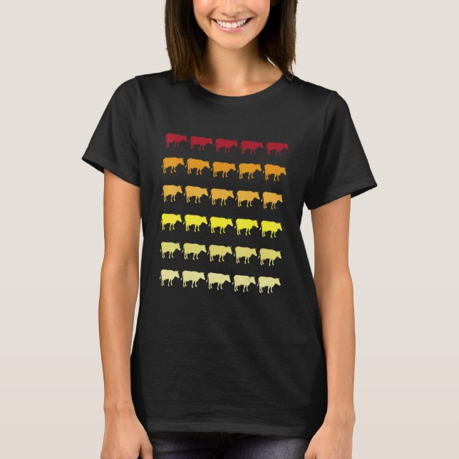 Camiseta Padrão de Animal Retro Vaca (Frente)