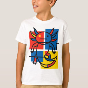 Camiseta Padrão de Arte Abstrata Divertido de Axolote Piet 