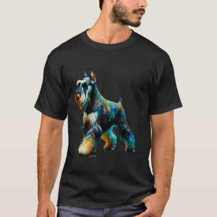 Camiseta Padrão de Arte Poligonal Schnauzer