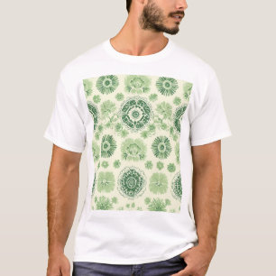 Camiseta Padrão de Azulejo Botânico Verde Inspirado na Vitó