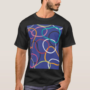 Camiseta Padrão de Bandas dos círculos de Abstrato de Vinta
