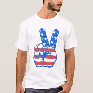 Camiseta Padrão de Bandeira da Peace American