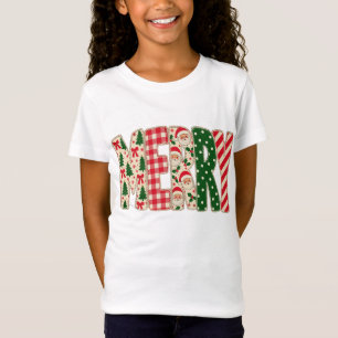 Camiseta Padrão de Bastão de Natal Vermelho & Verde H
