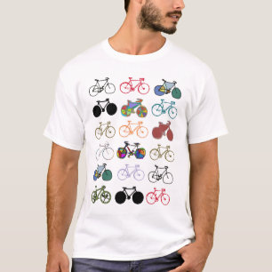 Camiseta padrão de bicicletas multicoloridas