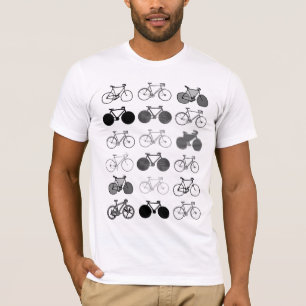 Camiseta padrão de bicicletas preto e branco
