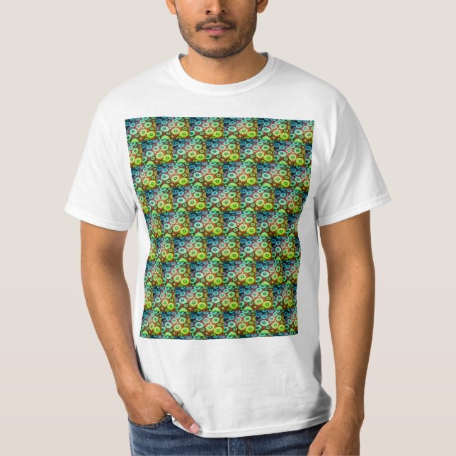 Camiseta Padrão de bolhas verdes (Frente)
