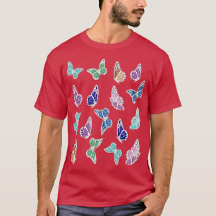 Camiseta Padrão de borboleta colorida e gira 2