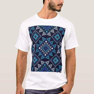 Camiseta Padrão de Bordado de Boho Étnico Sem Costura