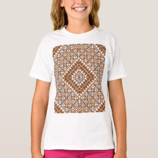 Camiseta Padrão de bordado palestino Design impresso dourad