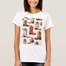 Camiseta Padrão de botas de cowboy