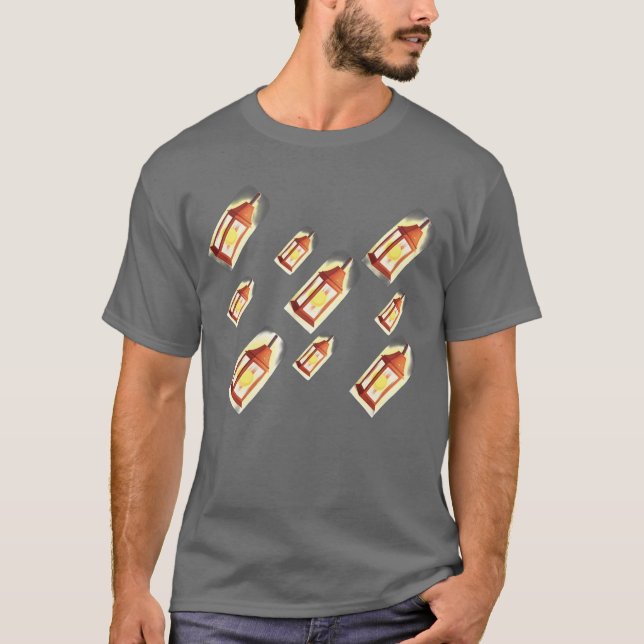 Camiseta Padrão de Brilho de Lanterna Flutuante Design Acon (Frente)