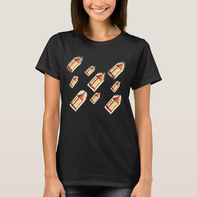 Camiseta Padrão de Brilho de Lanterna Flutuante Design Acon (Frente)