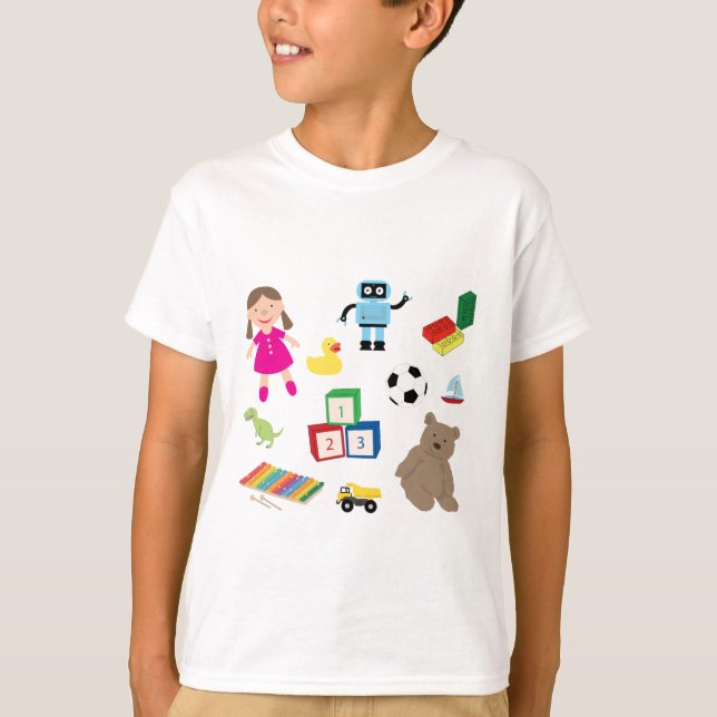 Camiseta Padrão de Brinquedos para Crianças Bonitas (Frente)