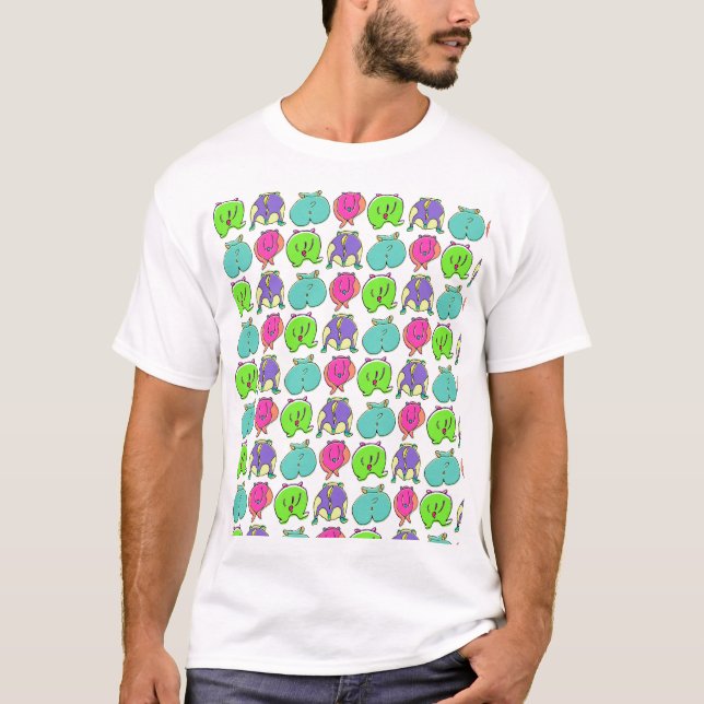 Camiseta Padrão de Bumbuns de Hamster Coloridos (Frente)