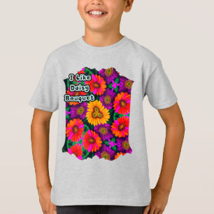 Camiseta Padrão de Buquê de margarida colorida