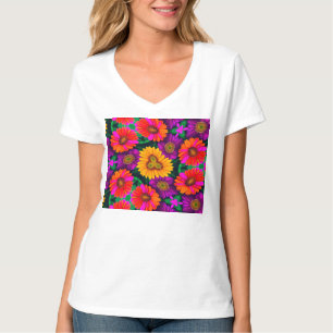 Camiseta Padrão de Buquê de margarida colorida