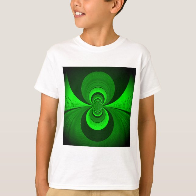 Camiseta Padrão de Caleidoscópio Verde Brilhante abstrato (Frente)