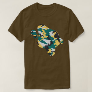 Camiseta Padrão de Camuflagem à Beira do Lago Pintura Splat