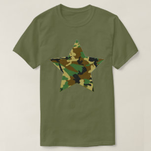 Camiseta Padrão de Camuflagem Florestal Estrela
