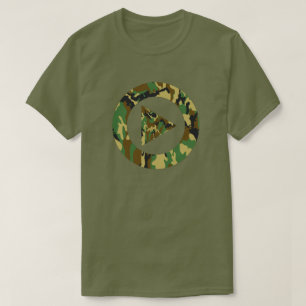 Camiseta Padrão de Camuflagem Florestal Pressione Play