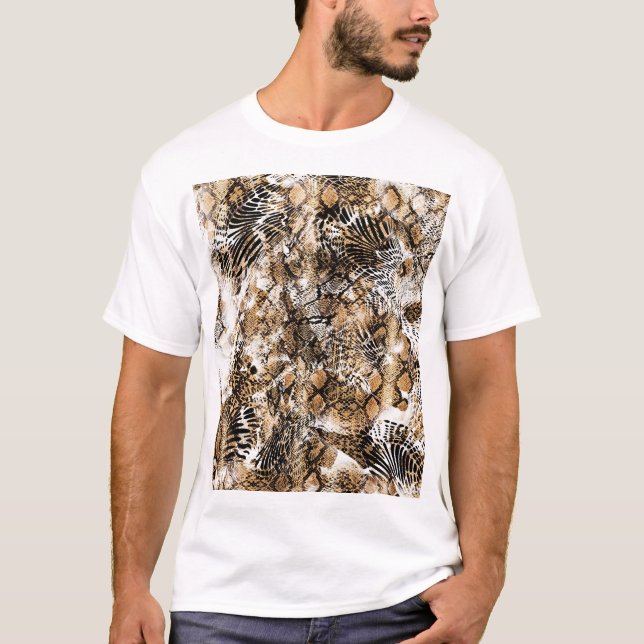 Camiseta Padrão de Camuflagem Leopardo Zebra Colorida (Frente)