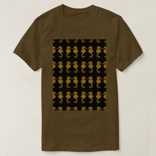 Camiseta Padrão de Cavalos-marinhos simétrico (Frente do Design)