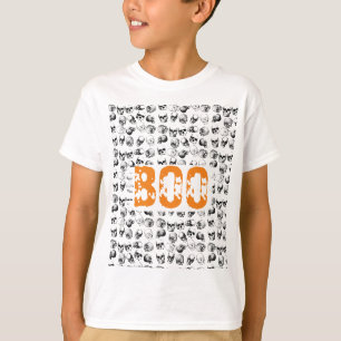 Camiseta Padrão de Caveira de Bolinho Laranja Halloween Spo