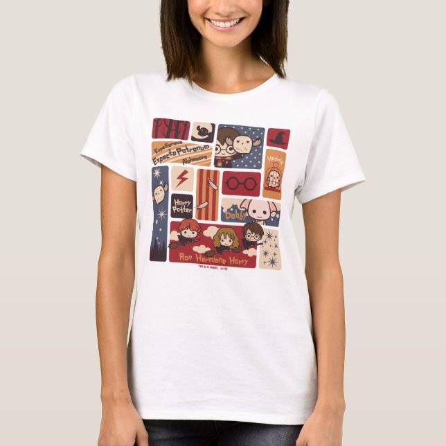 Camiseta Padrão de Cenas de Desenho do Harry Potter (Frente)