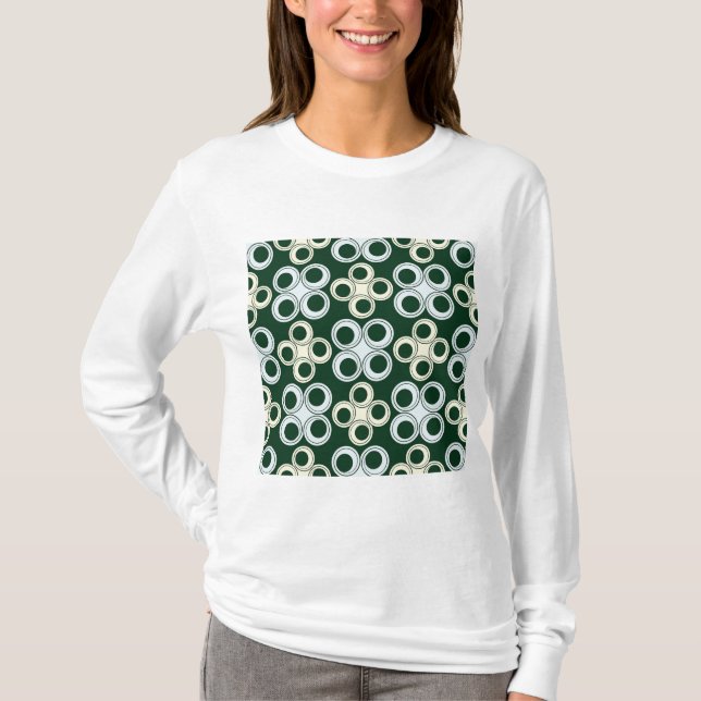 Camiseta Padrão de Círculos Geométricos Retrô (Frente)