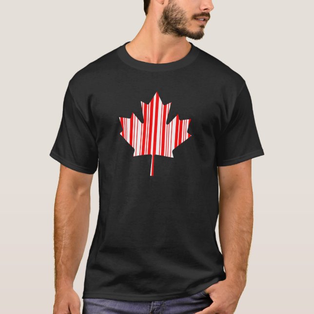 Camiseta Padrão de código de barras da bandeira do CANADA F (Frente)