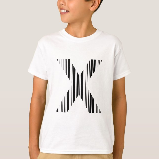 Camiseta Padrão de código de barras da primeira inicial LET (Frente)