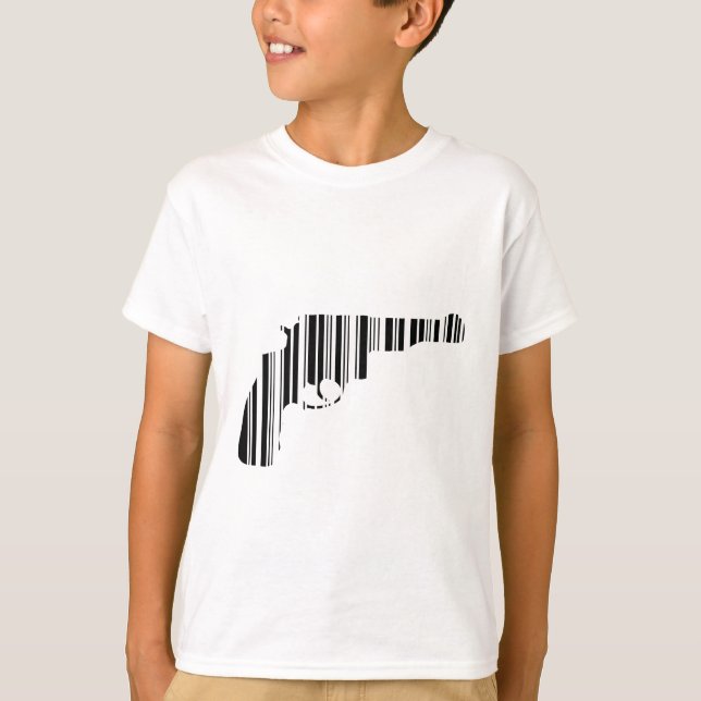 Camiseta Padrão de código de barras de pistola Design de có (Frente)