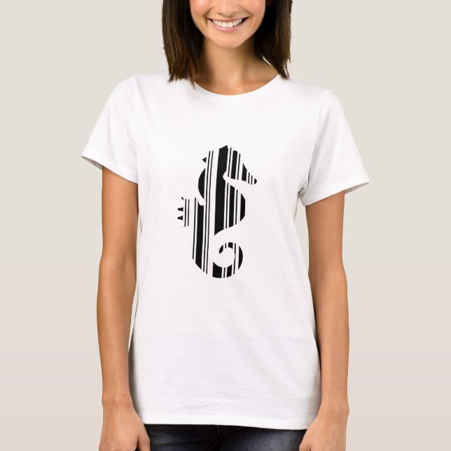 Camiseta Padrão de Código de Barras do CAVALO-MARINHO Desig (Frente)