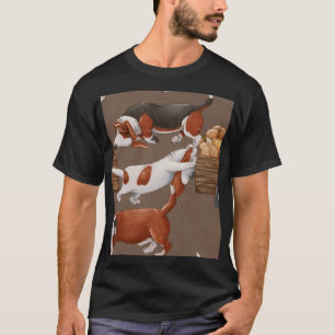 Camiseta Padrão de Colheita de Pumpkin Hound Basset